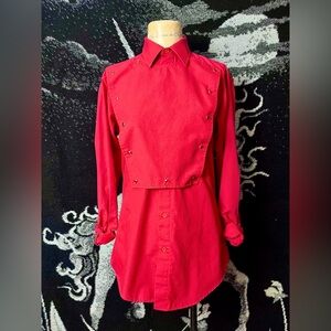 VTG 1980s Karman Red Pearl Snap Shirt